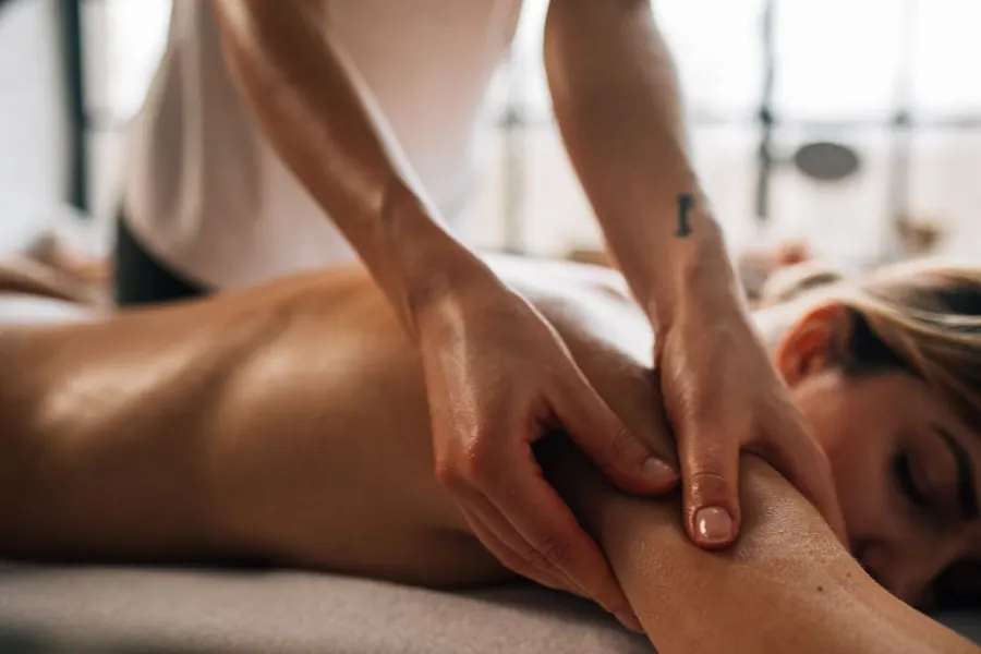 Close detail of a professional back treatment